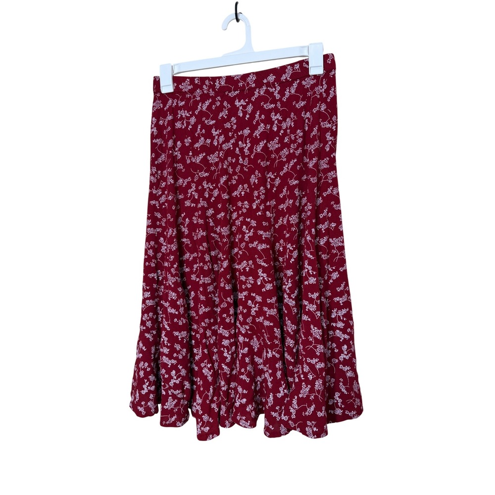Vintage Wilderland‎ Red Floral Maxi Skirt Size M/L